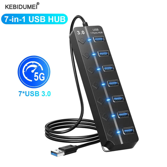 7-IN-1 USB 3.0 HUB 5Gbps High Speed USB Docking Station Extender