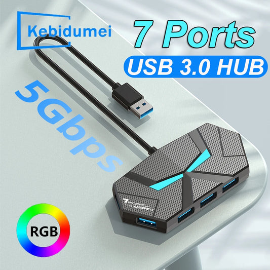 7 Ports USB 3.0 HUB Type C Docking Station 5Gbps