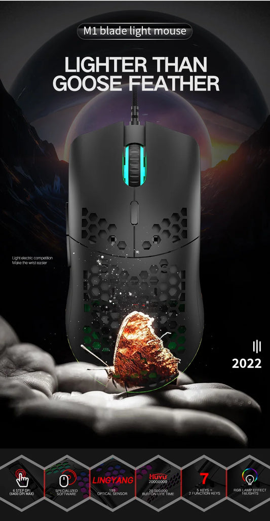 Lightweight Gaming Mouse 69g Honeycomb Shell